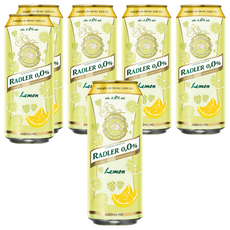RADLER 萊德 0.0%無酒精啤酒風味飲, 天然釀造 保留啤酒花風味, 繽紛馬卡龍色調, 檸檬, 500ml, 6罐