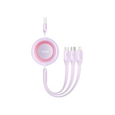 Baseus 倍思 明鏡系列 2 伸縮快充數據線 3合1 USB to MHL+C 3.5A, 1.1m, 紫色, 1條