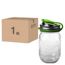 Ball 梅森 隨行玻璃梅森罐 窄口徑 綠色 16oz, 1組, 480ml