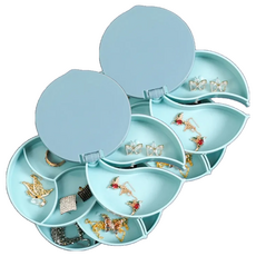 360度旋轉小物首飾收納盒 ABS材質, 藍色, 2個