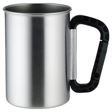 SALUS 佐藤金屬 不鏽鋼可掛式馬克杯, 日本製 304不鏽鋼 登山扣把手設計, 黑色, 1個