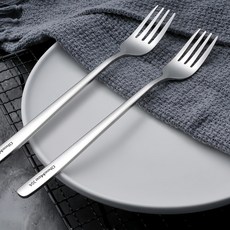CheeMee 企美 瑞典廚房 歐式典雅圓柄 304不鏽鋼西餐叉/水果叉/甜點叉 20.5cm, 2支, 銀色