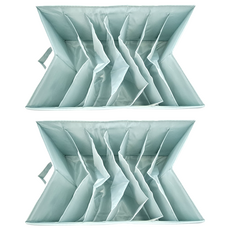 北歐風7格PVC衣物收納盒, 硬挺材質加厚尼龍布料，可水洗可折疊，衣物分格收納, 36 x 25 x 20cm, 北歐藍, 2個