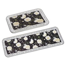 北歐風花卉圖案廚房地墊組, 長 + 短, 半夏花開, 1組