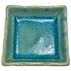 佐和陶瓷 碧釉開片正角皿, 陶瓷材質, 90mL, 適用溫度 -30°C~100°C, 日本產, 碧釉, 9.5 x 9.5 x 2.5cm, 1個