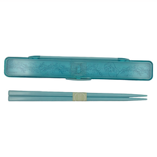 Skater 素色塑無聲膠筷子 附收納盒 19 x 3.1 x 1.3cm, 藍色, 外盒 + 筷子, 1組