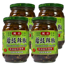 龍宏 蔭豉辣椒, 台灣產朝天椒, 無添加防腐劑, 全素, 380g, 4罐