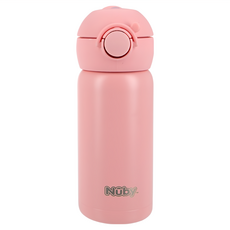 Nuby 彈蓋式不鏽鋼水壺, Rosy Pink, 300ml, 1個