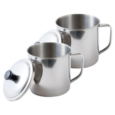 樂司廚品 不鏽鋼口杯980ml (附蓋) 不鏽鋼色 水杯 茶杯 咖啡杯, 2個