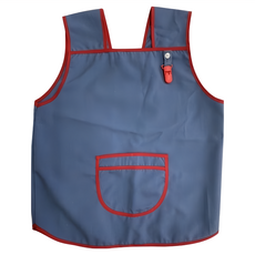 牛仔經典輕便圍兜 紅色滾邊 (含手帕夾)-4號 Cotton35%+Polyester65%, 1個, 1件