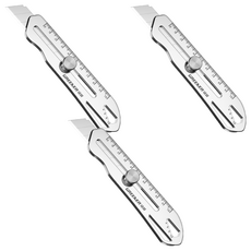 U ken 重型不鏽鋼6合1美工刀 18MM 銀色, 3支