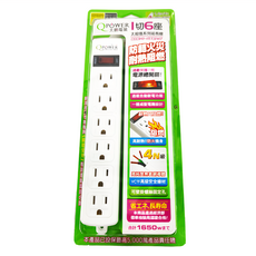 Tyson 太順電業 1切6座3P延長線 電源總開關 過載自動斷電功能 高耐熱防火機身, 1.2m, TS-316B, 1條