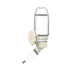 mini Animan 小動物專用飲水器組 中型容量120ml 透明瓶身可觀測水量 可固定於籠子或柵欄上 倉鼠、鸚鵡等適用, 白色 + 透明色, 1組