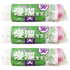 愛潔 平底清潔袋 大 75*65cm 36個, 45L, 3捲