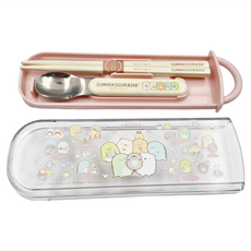 Skater 湯匙筷子餐具組, 筷子16.5cm + 湯匙13cm + 盒子19.8 x 6 x 1.6cm, 角落生物, 1組