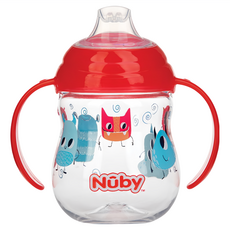 Nuby 晶透學飲杯 鴨嘴, 紅色, 270ml, 1個