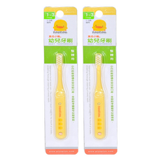 PiYOPiYO 黃色小鴨 攜帶幼兒牙刷 毛尖圓潤光滑 附保潔蓋, 隨機出貨, 1入, 2支