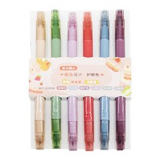 德德小品集 六色香味螢光筆套裝, 雙頭設計, 護眼色系, 低卡甜心, 1組