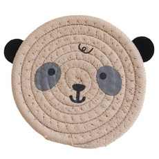 小熊隔熱墊 棉繩材質, 卡其熊貓, 4個