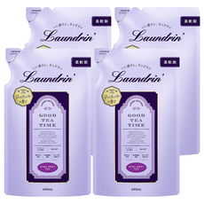 Laundrin' 朗德林 Good Tea Time 柔軟精補充包 伯爵茶香 衣物柔軟 持久留香, 4包, 480ml
