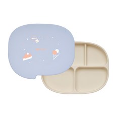 MOYUUM 對話框系列 白金矽膠吸盤式餐盤盒, 1個, 薰衣草下午茶