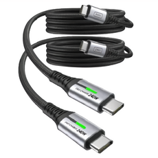 INIU Type-C-Type-C 編織快充線 240W D7CC-2P, 黑色, 2條, 200cm