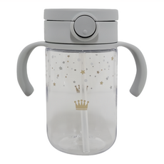 Richell 利其爾 Axstars 兒童吸管水杯-320ml 淺灰色 學習訓練直飲杯, 1個