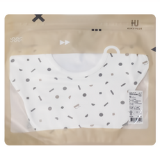 KU.KU Duckbill 酷咕鴨 KUKU PLUS 造型圍兜 100%純棉 3-24個月, 極簡幾何 白色, 1個, 1入
