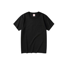 United Athle 厚磅口袋短T 圓筒無側縫線設計 衣領縱向裁剪 雙層縫製, 黑色
