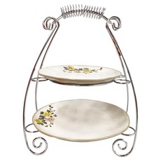 JUST HOME 芸語螺紋蛋糕盤 咖啡杯盤組, 7吋盤1個 + 10吋盤1個 + 小盤2個 + 杯2個 + 收納架1個, 朵花 + 覓蜜, 1組