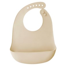 Pureal 純真兔 嬰兒矽膠圍兜, 霧柔杏, 1入, 1個