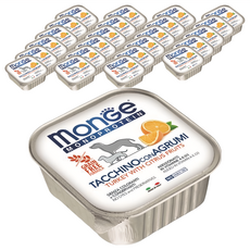 MonGe 瑪恩吉 成犬 MONO蔬果系列 無穀主食餐盒, 火雞 + 柑橘, 150g, 24個