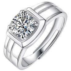 CF Diamond 男戒 莫桑鑽，頂級鑽石 D色 FL淨度 3EX切工, 簡約 D0209, 1克拉, 1個