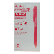 Pentel 飛龍文具 ENERGEL 0.5 極速鋼珠筆 BLN105-BX 12支入, 紅色, 子彈筆尖, 1盒
