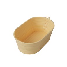 矽膠折疊烘焙發酵籃 橢圓型 附刻度 米黃色, 1個