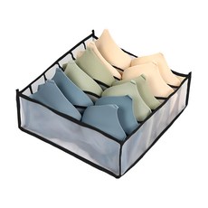 衣物分格收納盒 內衣 6格, 黑色, 3個