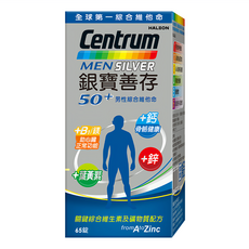 銀寶善存 50+男性綜合維他命，含B1及鎂，有助於維持心臟正常功能，65錠, 65顆, 1罐