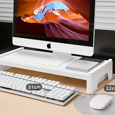 桌面增高架 BH209, 單層無抽, 51x8x22cm, 白色, 1個