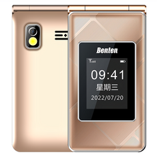 Benten 奔騰 F72 4G雙螢幕摺疊按鍵式手機, 金色