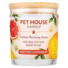 PET HOUSE 室內除臭寵物香氛蠟燭 紅寶石葡萄柚, 100%天然黃豆蠟, 可重複使用, 255g, 1罐