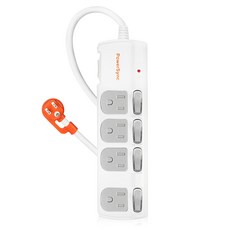 PowerSync 包爾星克 5開4插防塵防雷擊抗搖擺延長線 4孔 TPS354DN9018, 1.8m, 1個, 白色
