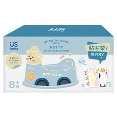 US baby 優生 趣味貼貼樂幼兒學習便器, 附雙把手, DIY貼紙, 警車+海豹 藍色
