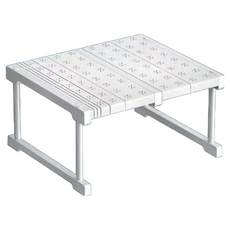 德利生活 可伸縮櫥櫃/分層整理收納置物架 37~48cm, 白色, 1個