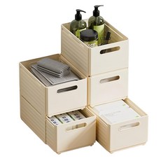 可伸縮重疊萬用收納盒3入組, 小, 白色, 1組