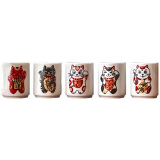 美濃燒 福樂招財貓 清酒杯 陶瓷日本製造, 1組