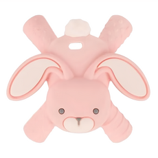 itzy ritzy 趴趴動物矽膠固齒器, 甜蜜粉紅兔, 食品級矽膠, 單件, 1個