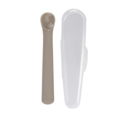 Dailylike Bonbon 幼兒矽膠湯匙 附收納盒, 可可色, 1組