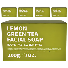 TEAORY 一日茶道 檸檬綠茶潔顏皂, 身體和臉部適用, 所有膚質適用, 200g, 5個