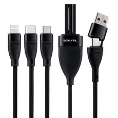 RONEVER 六合一鋁合金編織充電線 VPC185, 120cm, 黑色, 1條