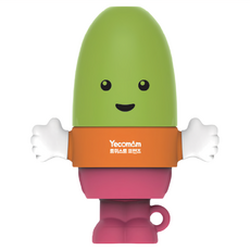 Yecomam 朋友旋轉水果棒, 可愛上蓋, 無毒矽膠網，保護寶寶牙齒、牙齦, 綠色, 1個